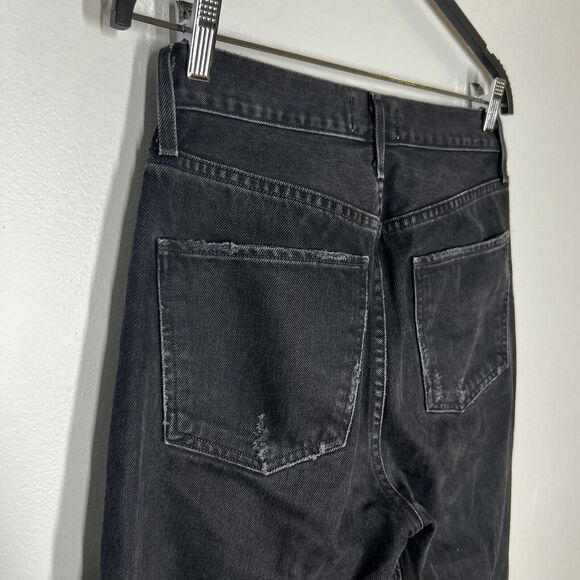 Agolde Sz 26 Cherie High Rise Straight Leg Distressed Jeans Distortion Black - Picture 5 of 9